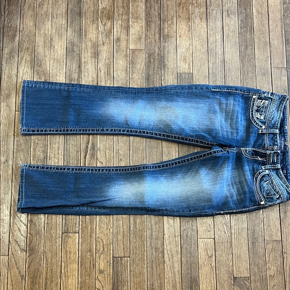Vigoss Blue Straight Leg Faded Jeans